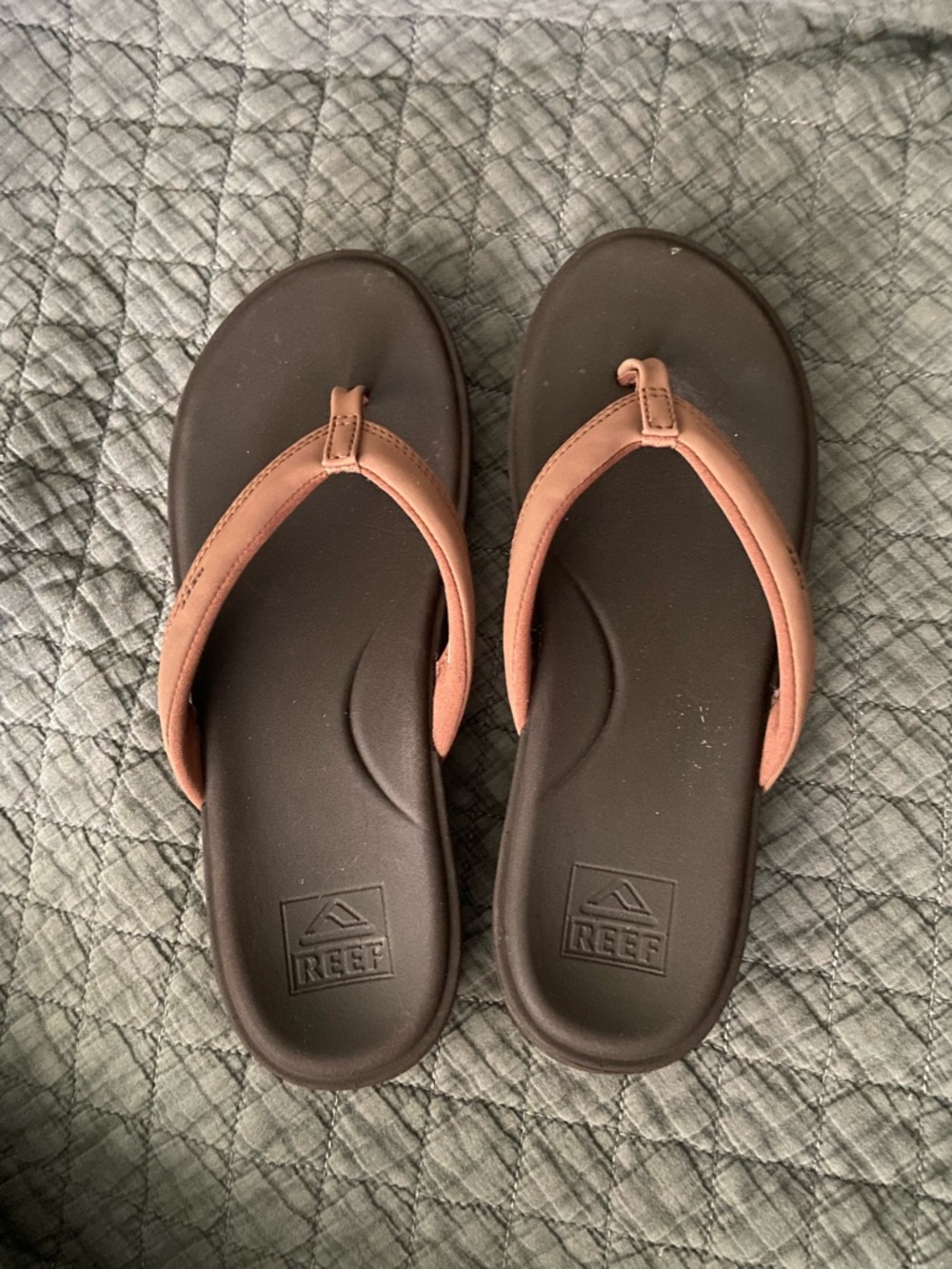 Reef Brown Footbed Sandals with Tan Straps